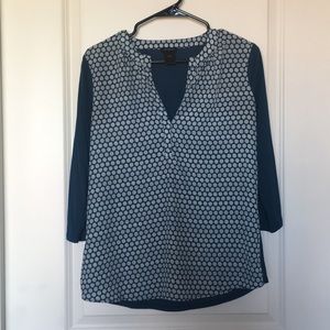 Loft Blue Print 3/4 length sleeve blouse